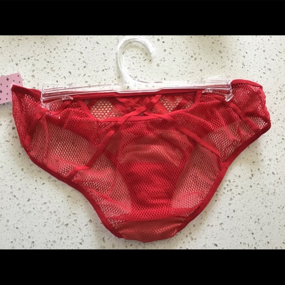 JEZEBEL sexy red stretch tulle with lace bra & bikini set - Picture 6 of 10